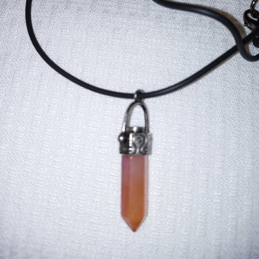 Light Orange Crystal Point Pendant Necklace